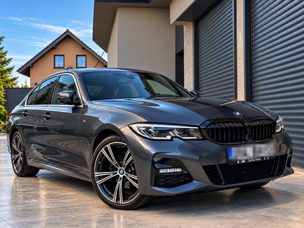BMW 320d xDrive M Sport v barvě Mineralgrau Metallic zepředu z boku
