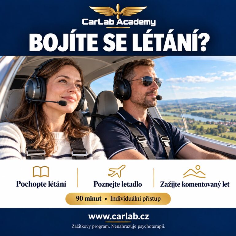 Plakát programu Překonej strach: pochopte létání, poznejte letadlo, zažijte komentovaný let